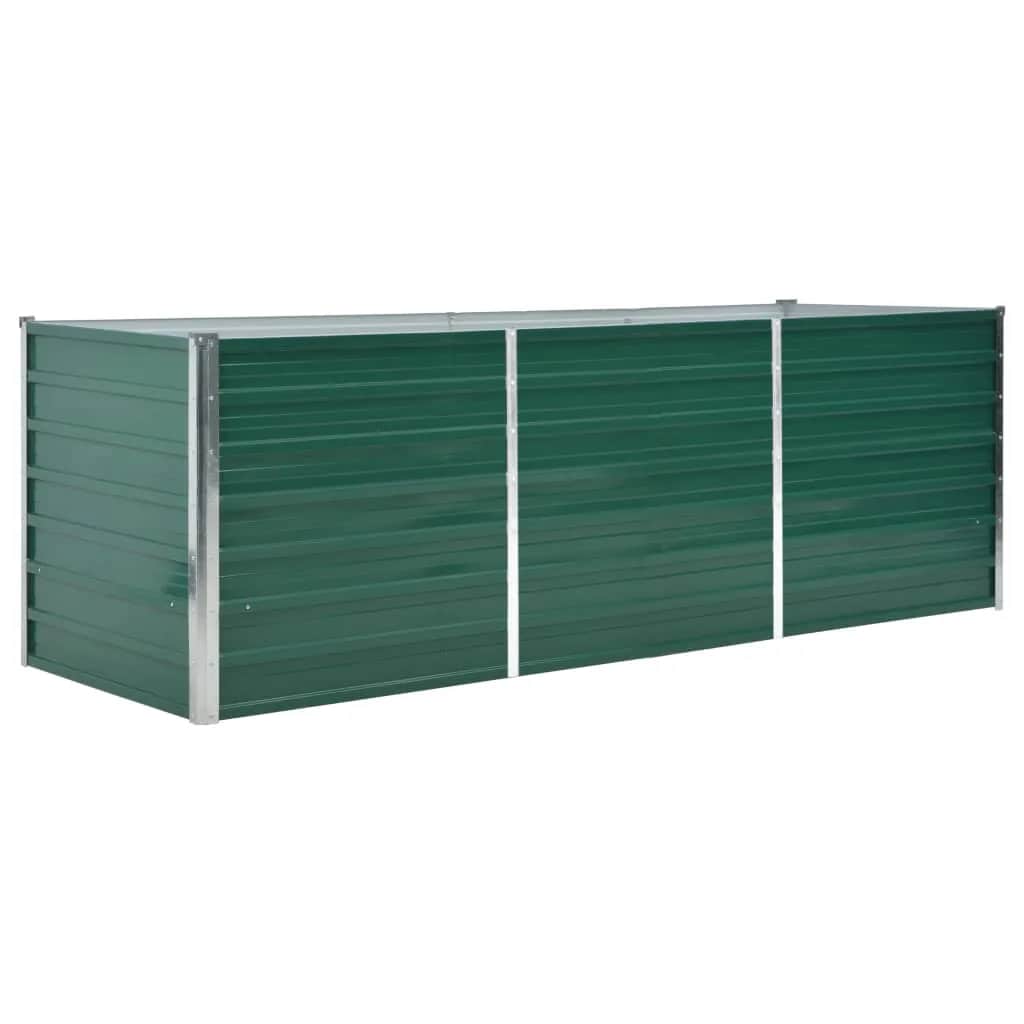 Vidaxl Planning Box elevado 240x80x77 cm de acero galvanizado verde