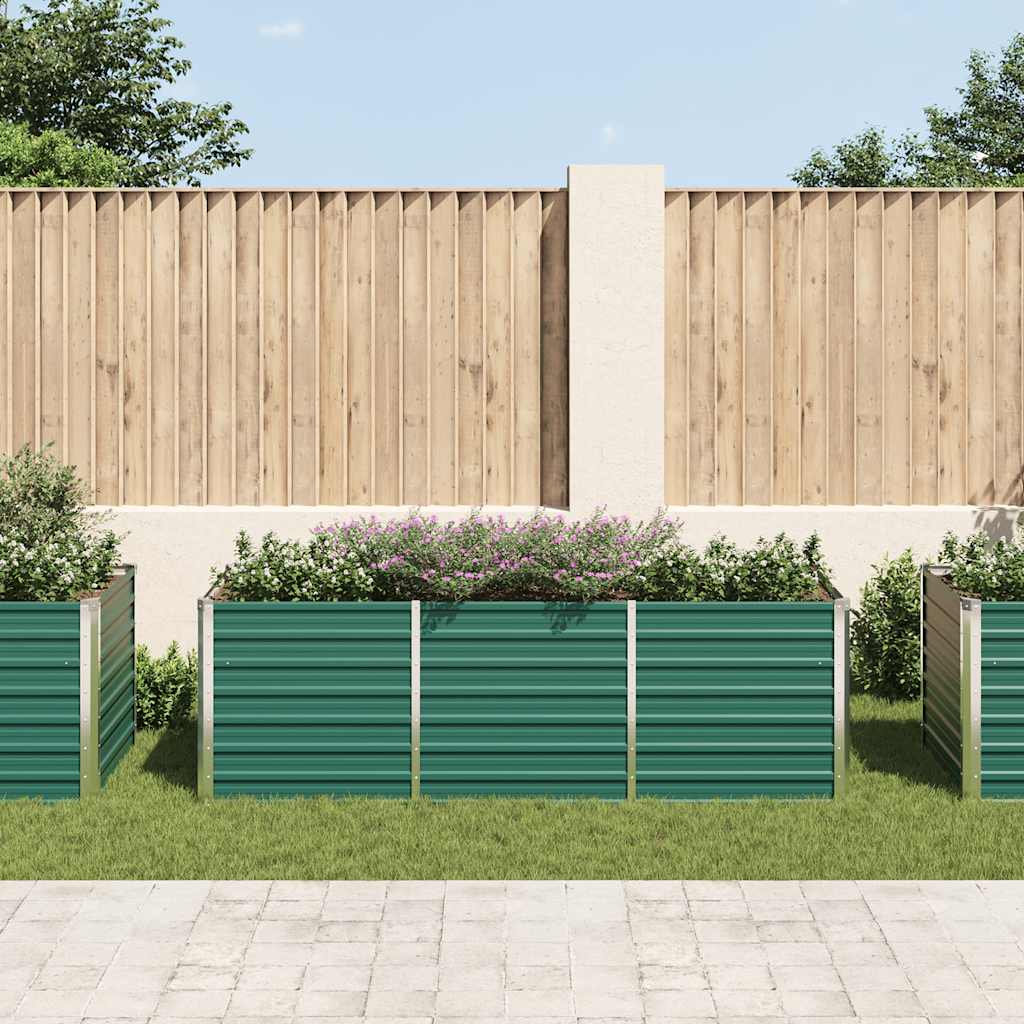 Vidaxl Planning Box elevado 240x80x77 cm de acero galvanizado verde