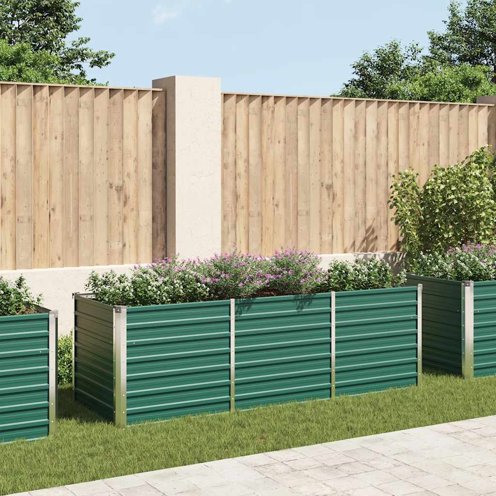 Vidaxl Planning Box elevado 240x80x77 cm de acero galvanizado verde