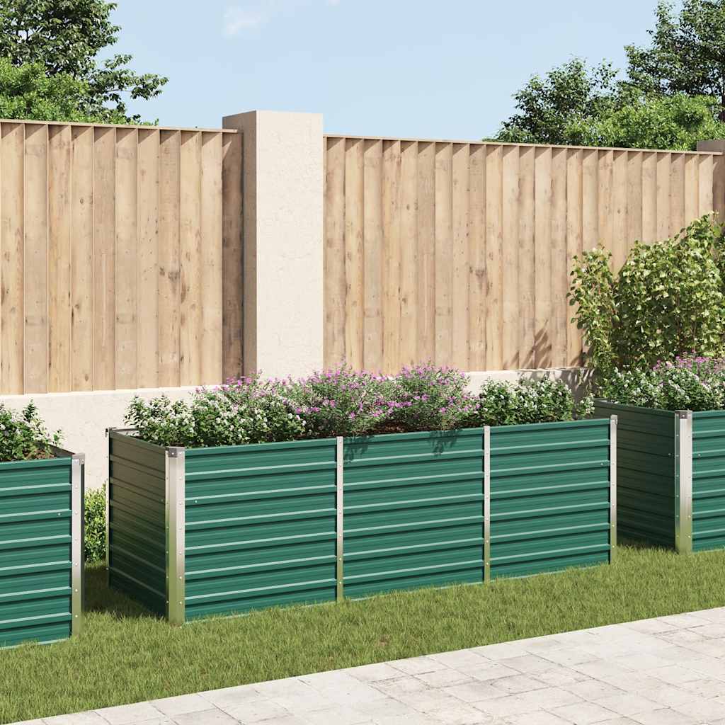 Vidaxl Planning Box elevado 240x80x77 cm de acero galvanizado verde
