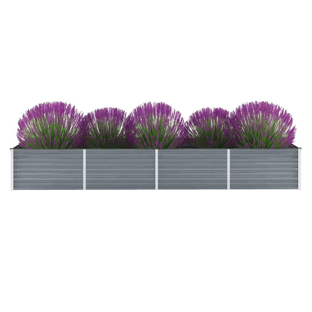 Plantador Vidaxl elevado 320x80x45 cm de acero galvanizado gris