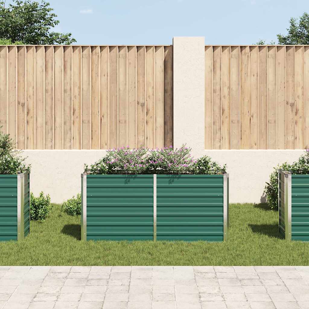 Plantador Vidaxl elevado 160x40x77 cm de acero galvanizado verde