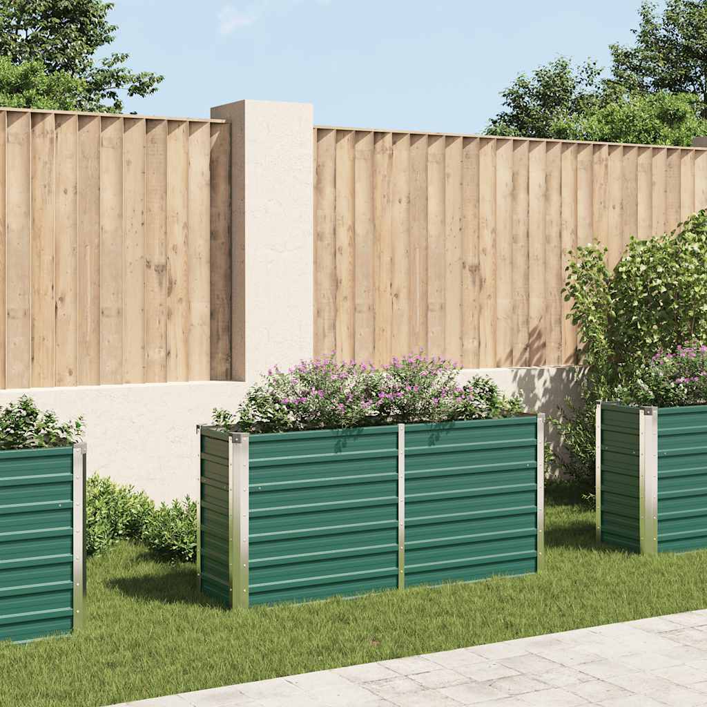 Plantador Vidaxl elevado 160x40x77 cm de acero galvanizado verde
