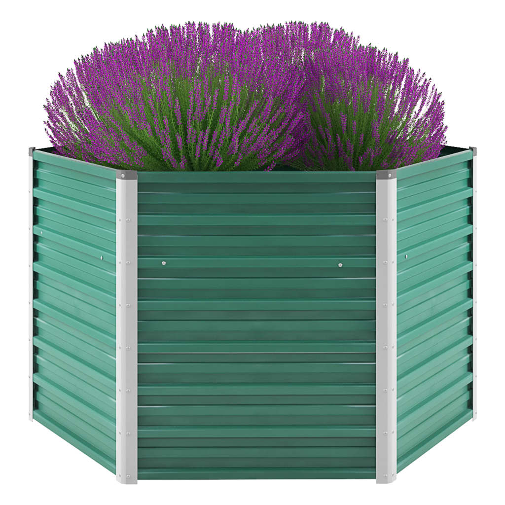 Plantador Vidaxl elevado 129x129x77 cm de acero galvanizado verde