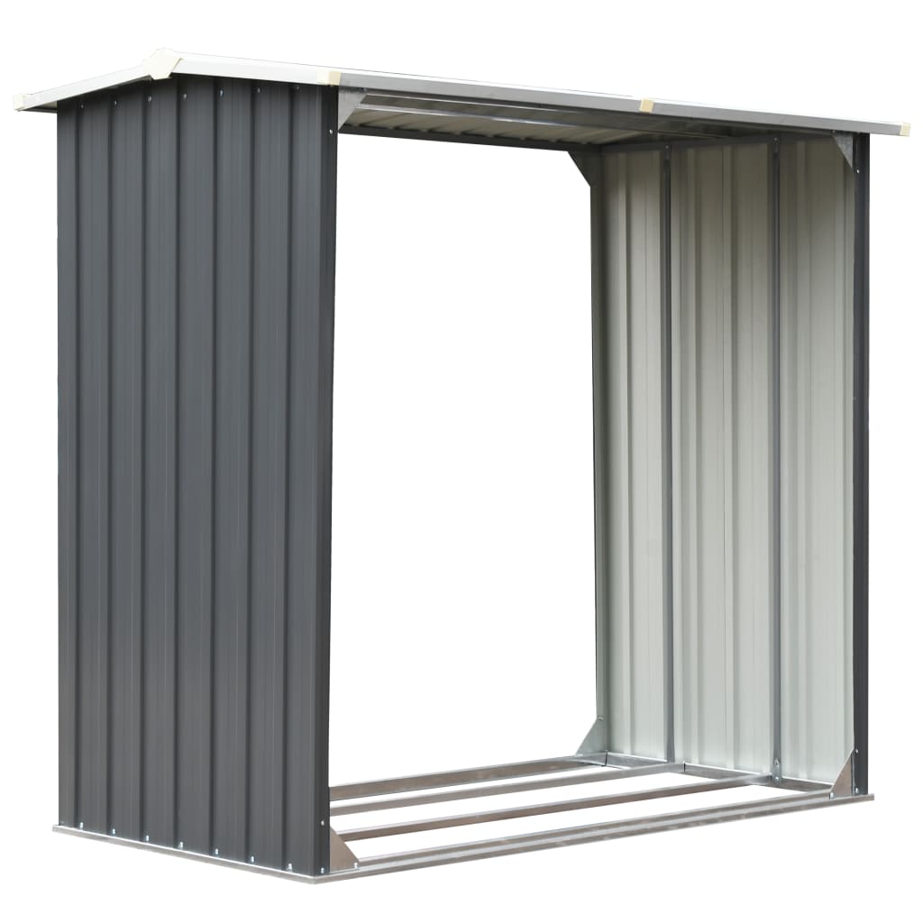Vidaxl Firewood Shed 172x91x154 cm de acero galvanizado gris