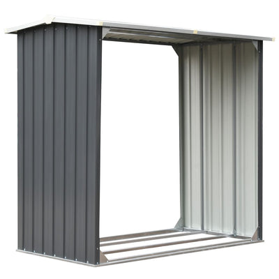 VIDAXL Firewood capannone 172x91x154 cm grigio in acciaio zincato