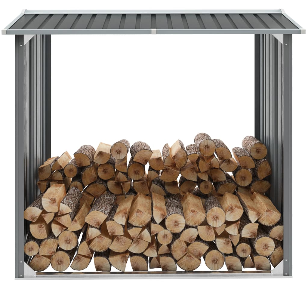 Vidaxl Firewood Shed 172x91x154 cm de acero galvanizado gris