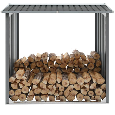 VIDAXL Firewood capannone 172x91x154 cm grigio in acciaio zincato