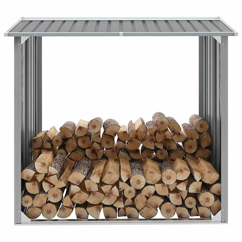 Vidaxl Firewood Shed 172x91x154 cm de acero galvanizado gris