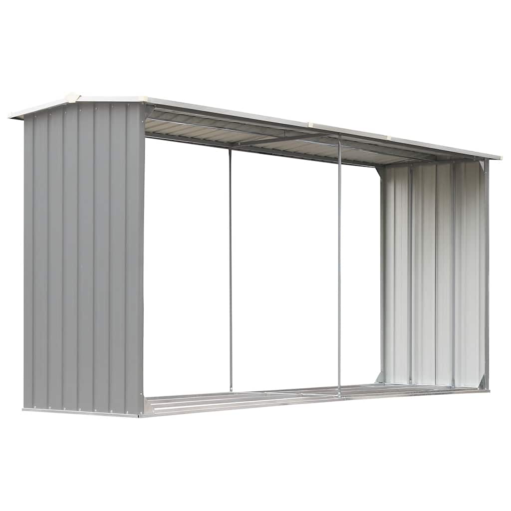 Vidaxl Firewood Shed 330x92x153 cm de acero galvanizado gris