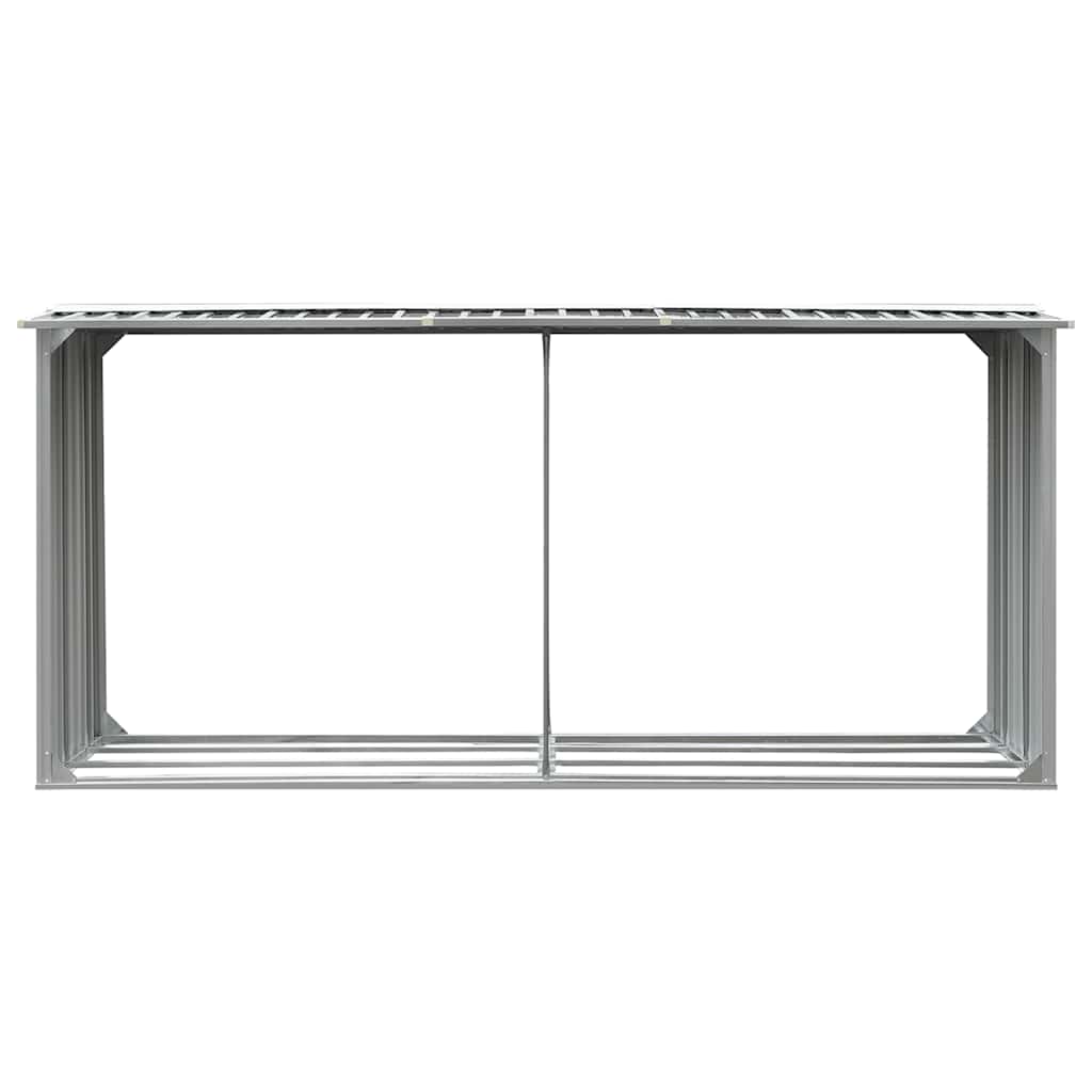 Vidaxl Firewood Shed 330x92x153 cm de acero galvanizado gris