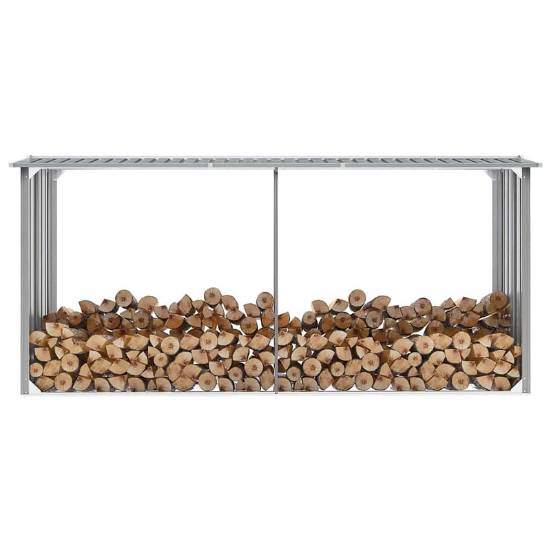 Vidaxl Firewood Shed 330x92x153 cm de acero galvanizado gris