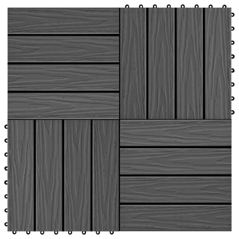 VidaXL Terrastegels diep reliëf 30x30 cm 1 m² HKC zwart 11 st