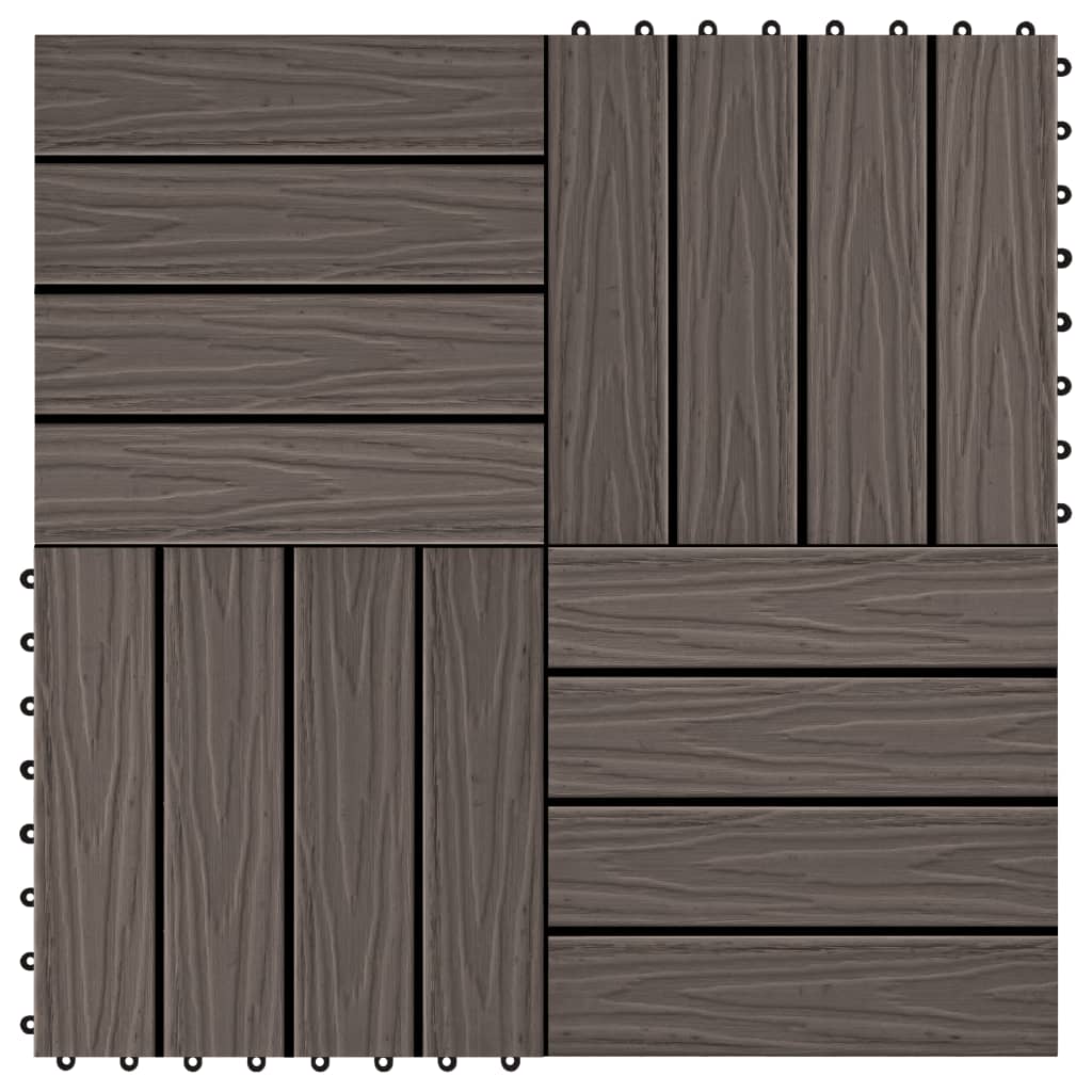 Azulejos de terraza Vidaxl Alivio profundo 30x30 cm 1 m² HKC Marrón oscuro 11 STS