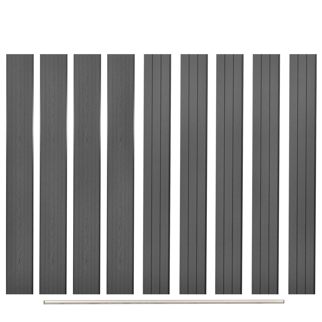 Tableros de cerca de reemplazo de Vidaxl 9 PCS 170 cm HKC Gray