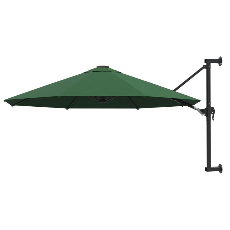 Parasolo a parete Vidaxl con polo metallico 300 cm verde