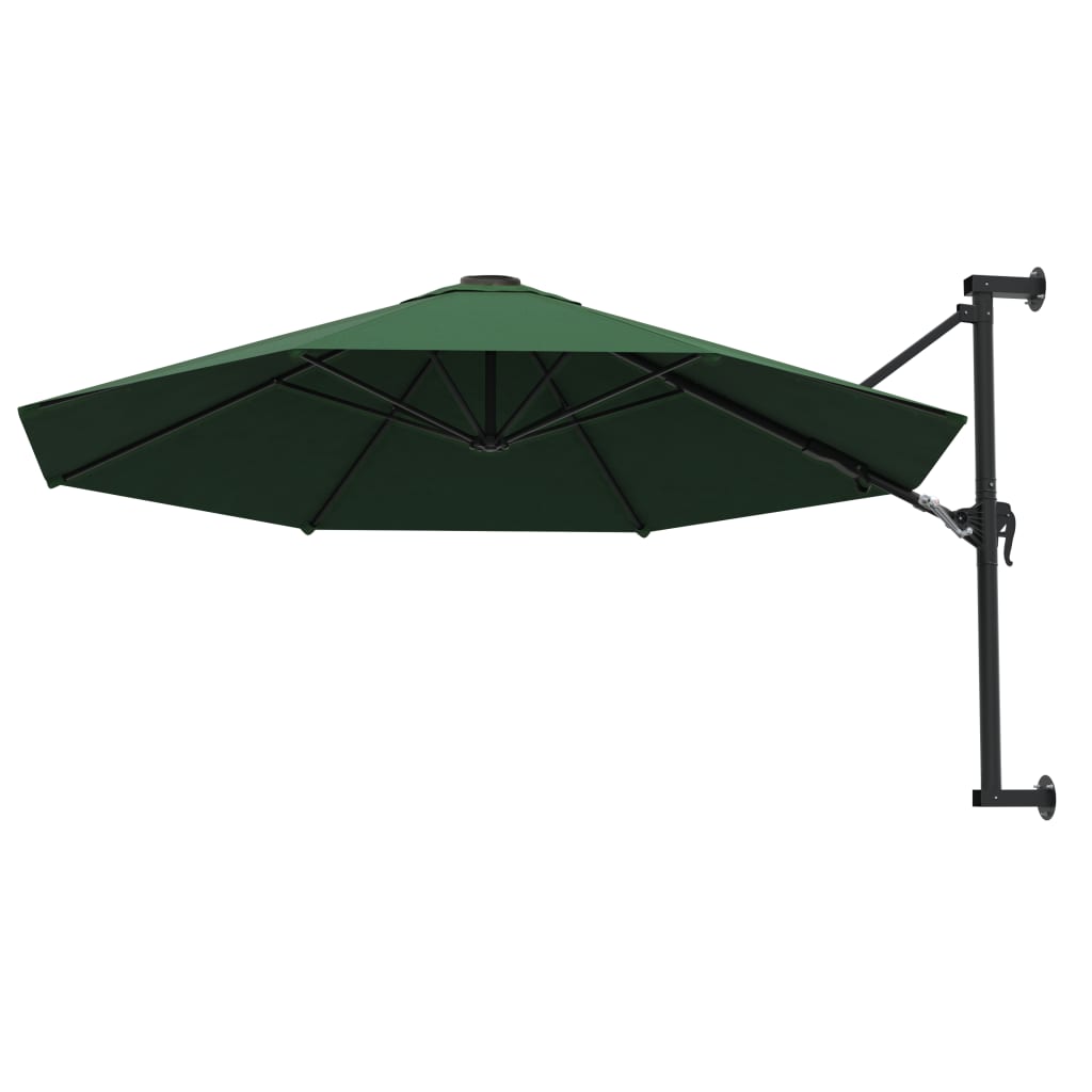 Parasolo a parete Vidaxl con polo metallico 300 cm verde