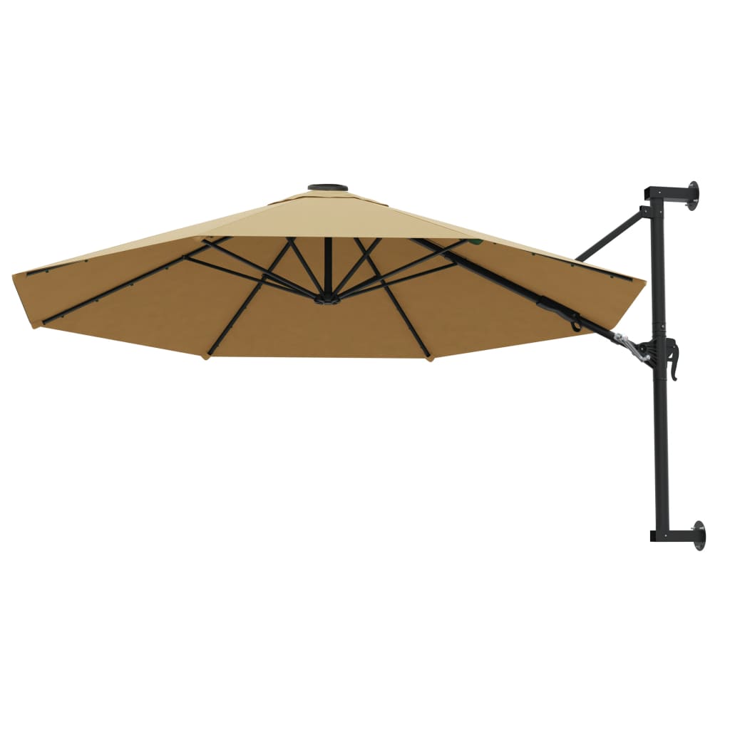 Sombrilla de pared VidaXL con poste de metal 300 cm color topo