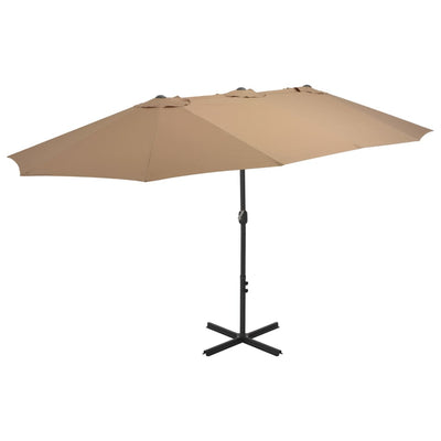 Vidaxl Parasol con polo in alluminio 460x270 cm taupe