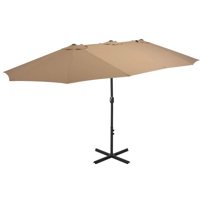 Vidaxl Parasol con polo in alluminio 460x270 cm taupe