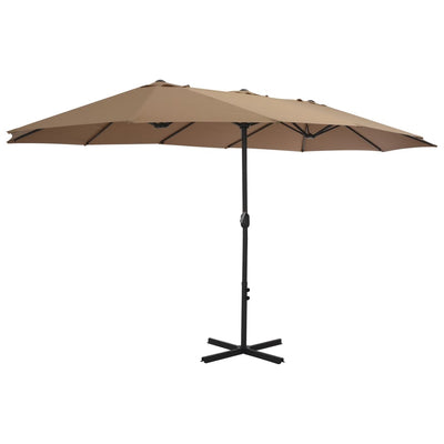 Vidaxl Parasol con polo in alluminio 460x270 cm taupe