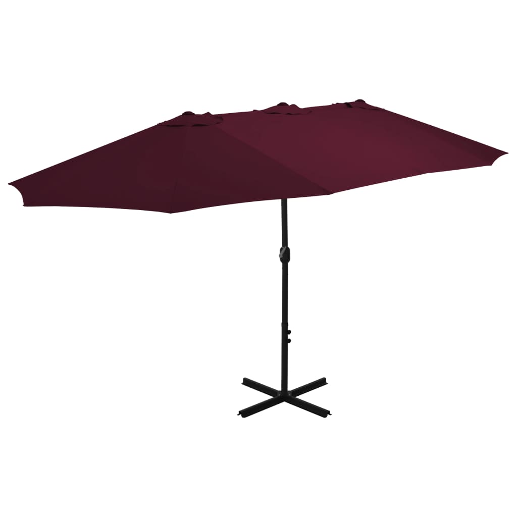 Vidaxl Parasol con poste de aluminio 460x270 cm Borgoña roja