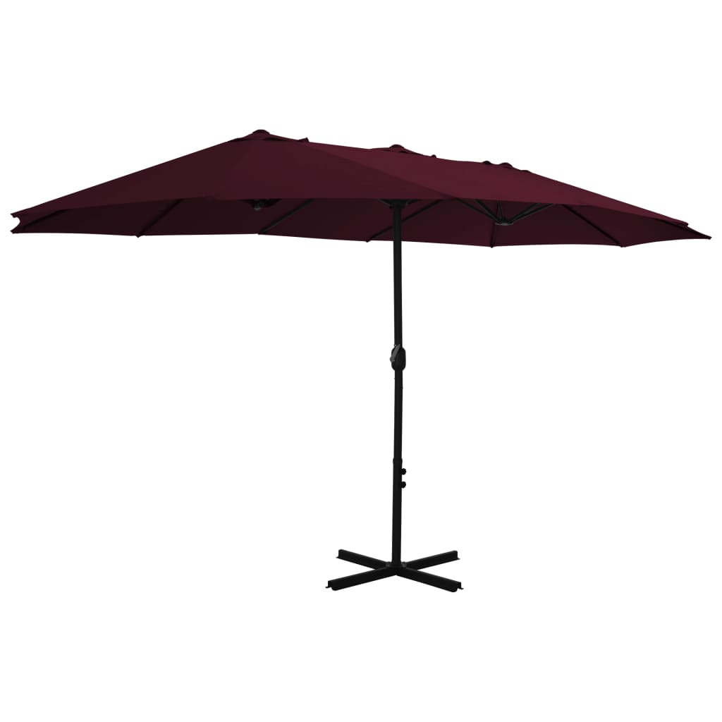 Vidaxl Parasol con poste de aluminio 460x270 cm Borgoña roja