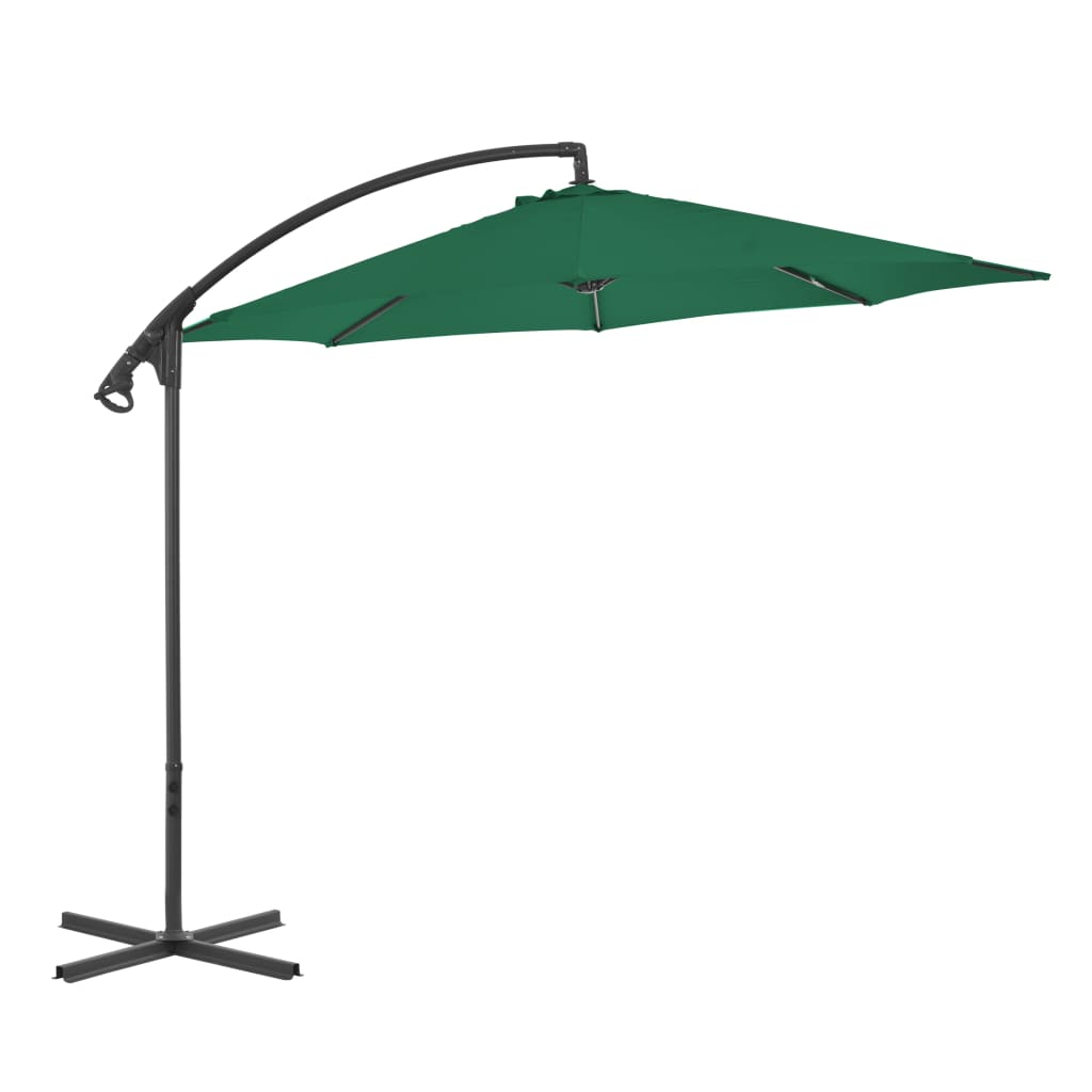 Parasol flotante Vidaxl con poste de acero de 300 cm verde