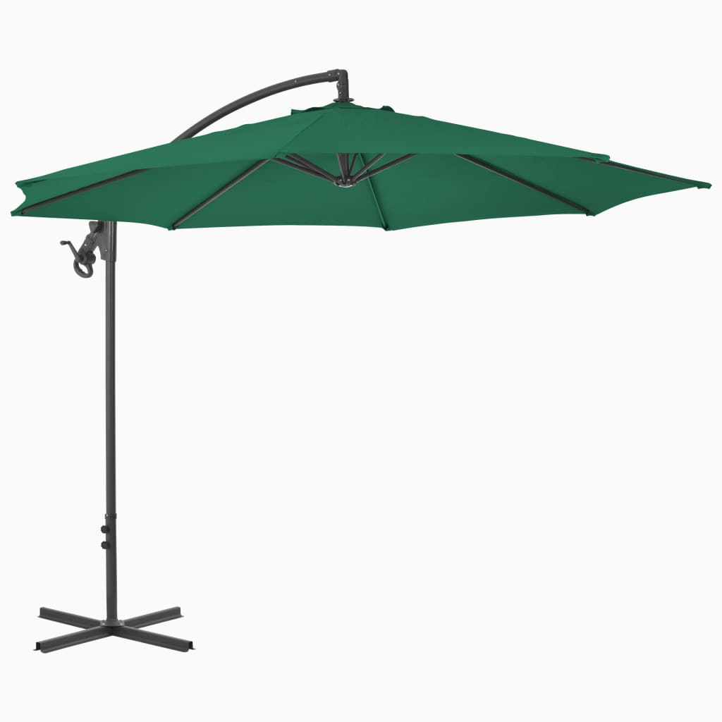 Parasol flotante Vidaxl con poste de acero de 300 cm verde