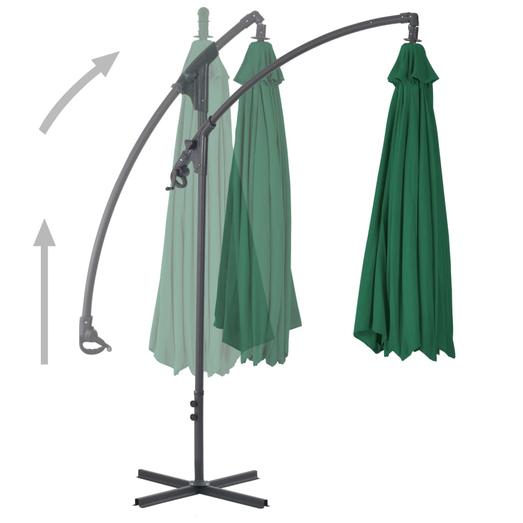 Parasol flotante Vidaxl con poste de acero de 300 cm verde