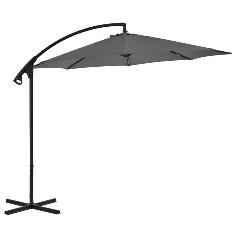 Parasol flotante Vidaxl con poste de acero 300 cm de antracita
