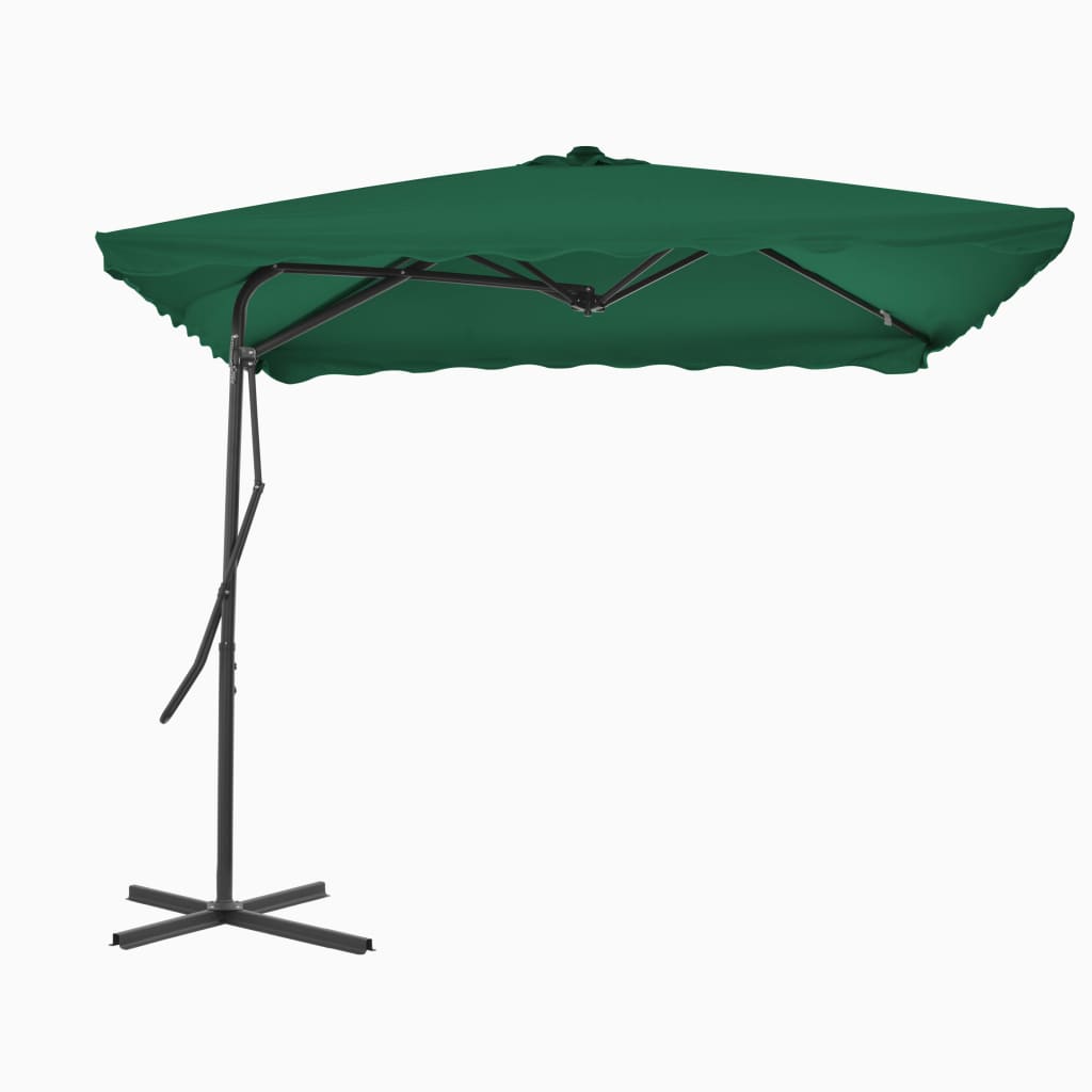 Vidaxl Parasol con polo in acciaio 250x250 cm verde