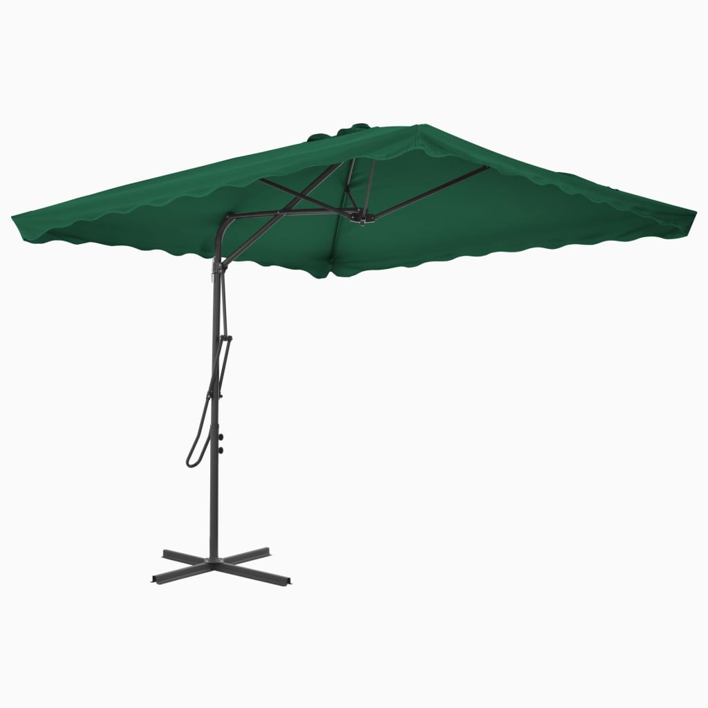 Vidaxl Parasol con polo in acciaio 250x250 cm verde
