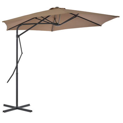 Vidaxl Parasol with steel pole 300 cm Taupe