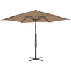 Vidaxl Parasol con polo in acciaio 300 cm taupe