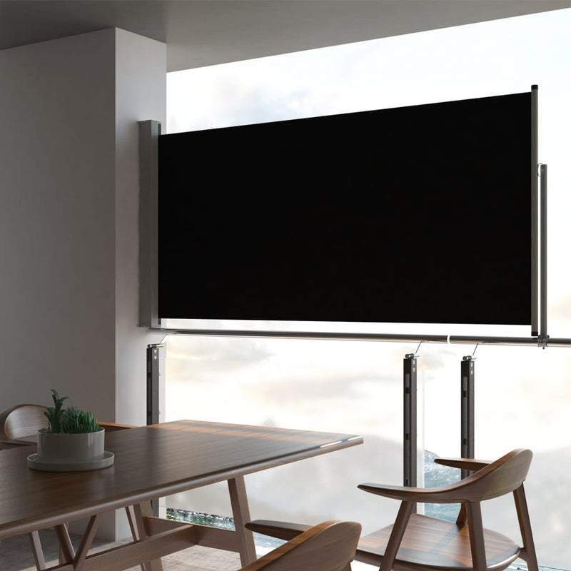 Pantalla de jardín Vidaxl extensible 120x300 cm negro