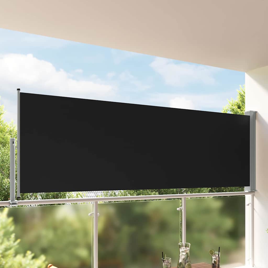 Pantalla de jardín Vidaxl extensible 120x300 cm negro