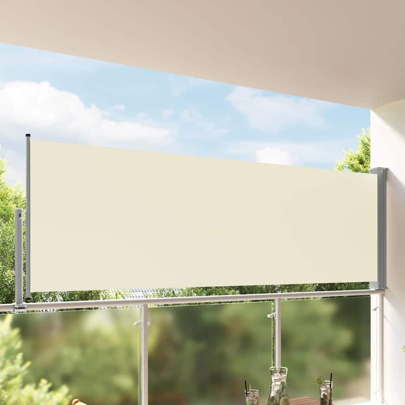 Pantalla de jardín Vidaxl extensible de 120x300 cm de crema -cocinera