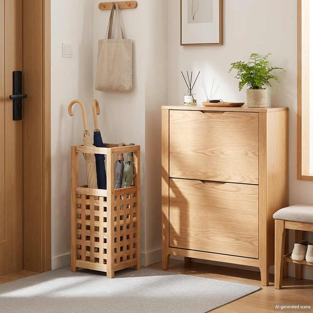 Vidaxl paraguas Cubac 18x18x50 cm de madera de nogal sólida