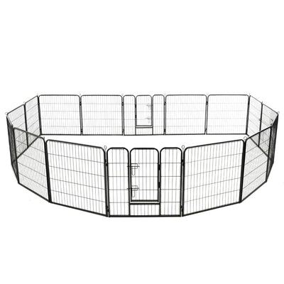 Vidaxl Dog Run con 16 pannelli 80x80 cm in acciaio nero