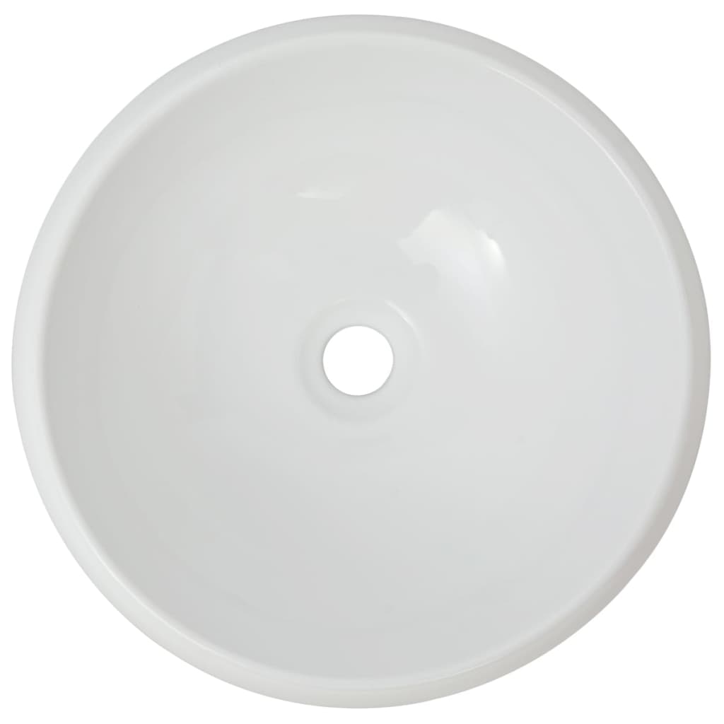 Washbasin de baño Vidaxl con toque de mezcla de cerámica redonda blanca