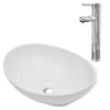 Washbasin de baño Vidaxl con toque de mezcla ovalada de cerámica blanca