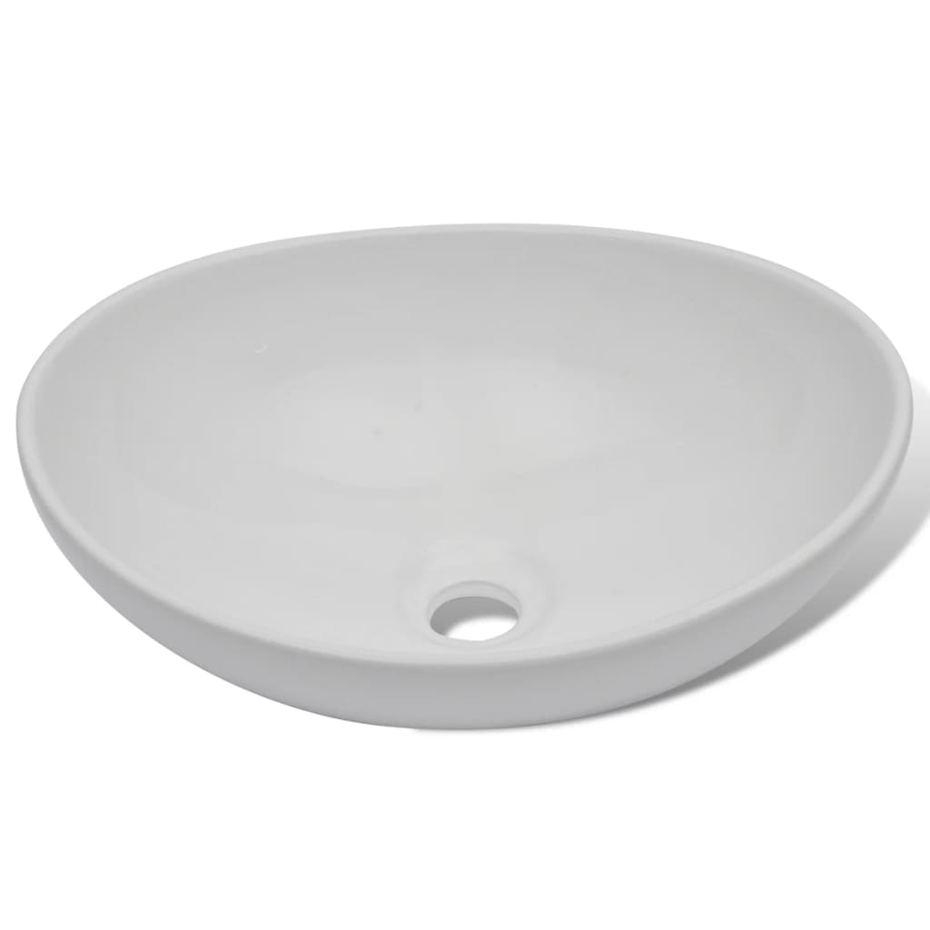 Vidaxl Washbasin da bagno con miscelazione TAP Oval Ceramic White