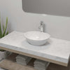 Washbasin de baño Vidaxl con toque de mezcla ovalada de cerámica blanca