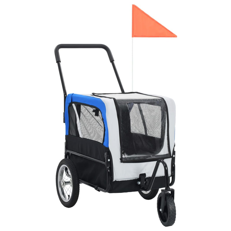 Vidaxl Bicycle Trailer e pram 2 in 1 grigio e blu