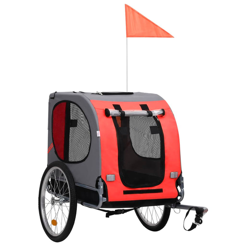 Vidaxl Dog Bike Trailer rosso e nero