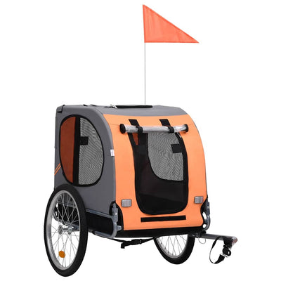 Vidaxl Dog Bike Trailer arancione e grigio