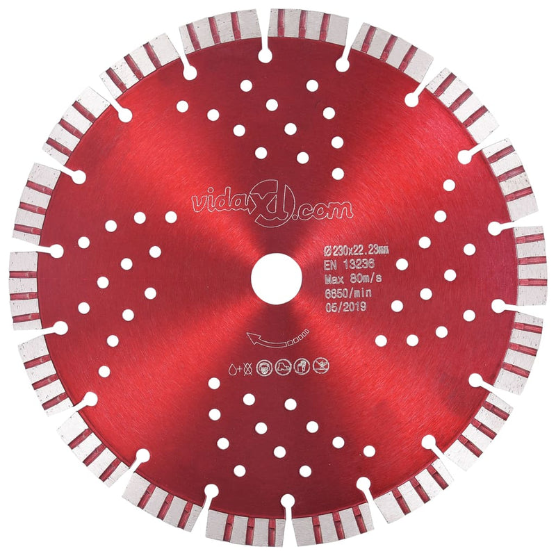 Vidaxl Diamond Saw Blade con turbo e fori in acciaio da 230 mm
