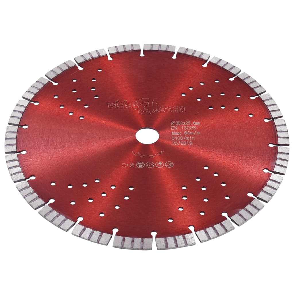 Vidaxl Diamond Saw Blade con turbo e fori da 300 mm in acciaio