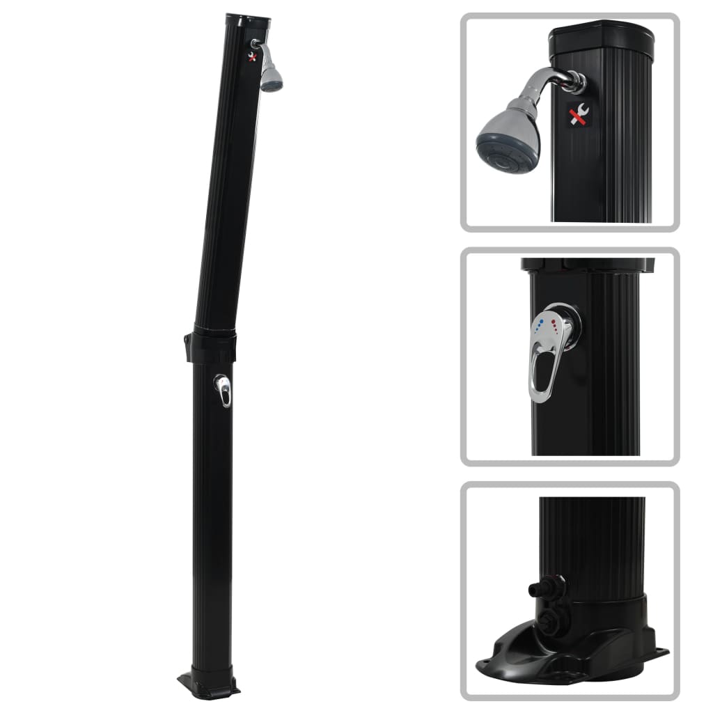 Vidaxl solardouche plegable 23 l 214 cm negro